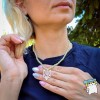 Намисто чокер молочний жовто-блакитні намистини. Герб України. Ручна робота. Авторський дизайн